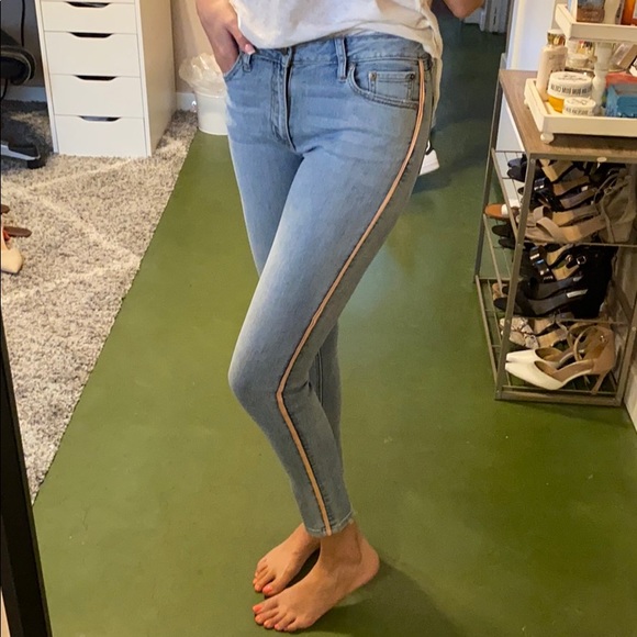 Light Denim Jeans with Light Pink Pinstripe - Picture 4 of 4